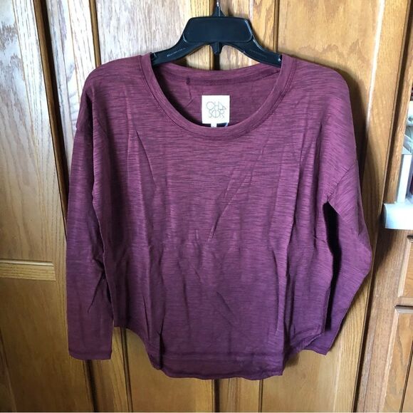 NWT Chaser Maroon Heather Slub Long Sleeve Top - S - Picture 1 of 11